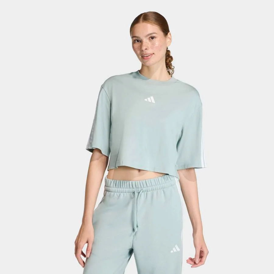 Φωτογραφία προϊόντος: Adidas Crop loose-fitting T-shirt Essentials 3-Stripes KC5223 ΓΑΛΑΖΙΟ