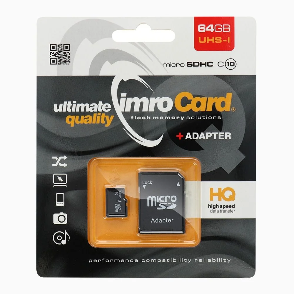 Φωτογραφία προϊόντος: . Memory Card Imro microSD 64GB with adapter / Class 10 UHS