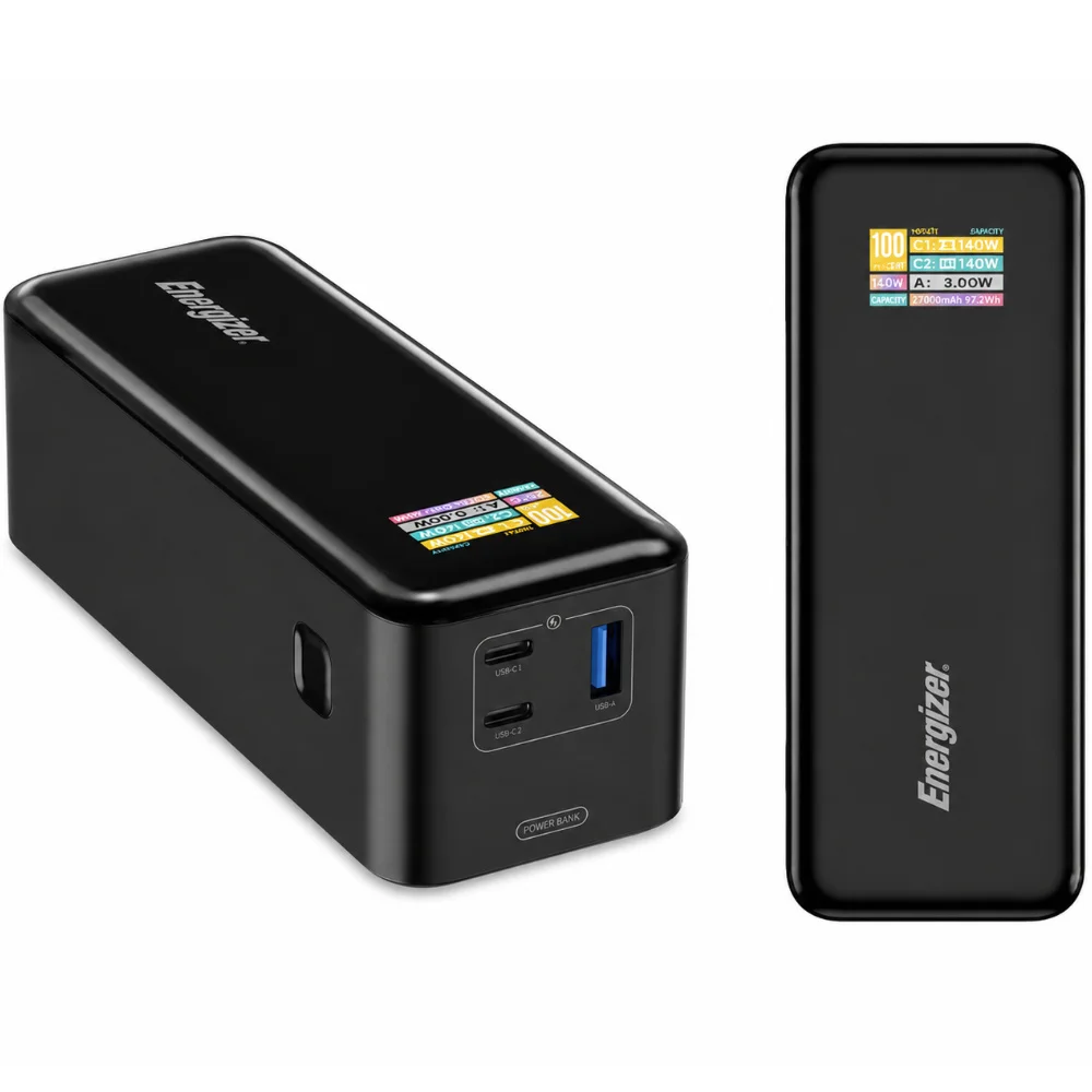Φωτογραφία προϊόντος: Power Bank Energizer XP27000PD 27000mAh PD140W QC3.1 με 2xUSB-C 1xUSB-A LCD Οθόνη Ιδανικό για Κινητά Λάπτοπ και MacBook Μαύρο