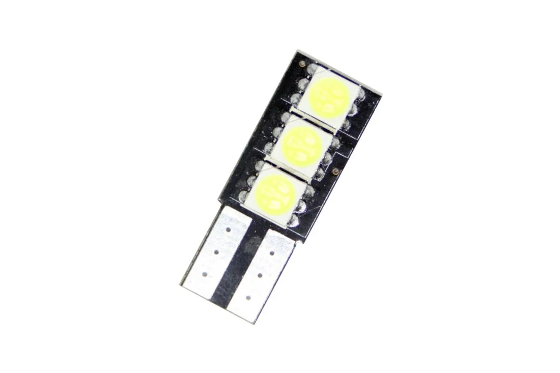 Φωτογραφία προϊόντος: Led λάμπα τύπου Τ10 10W με 3 SMD led από τη μία πλευρά - CANBUS - 1τμχ