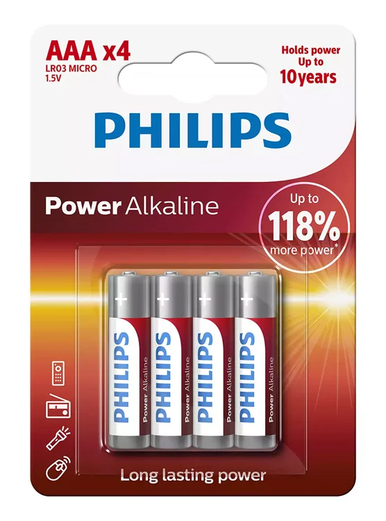 Φωτογραφία προϊόντος: Μπαταρίες AAA PHILIPS POWER ALKALINE 4τμχ
