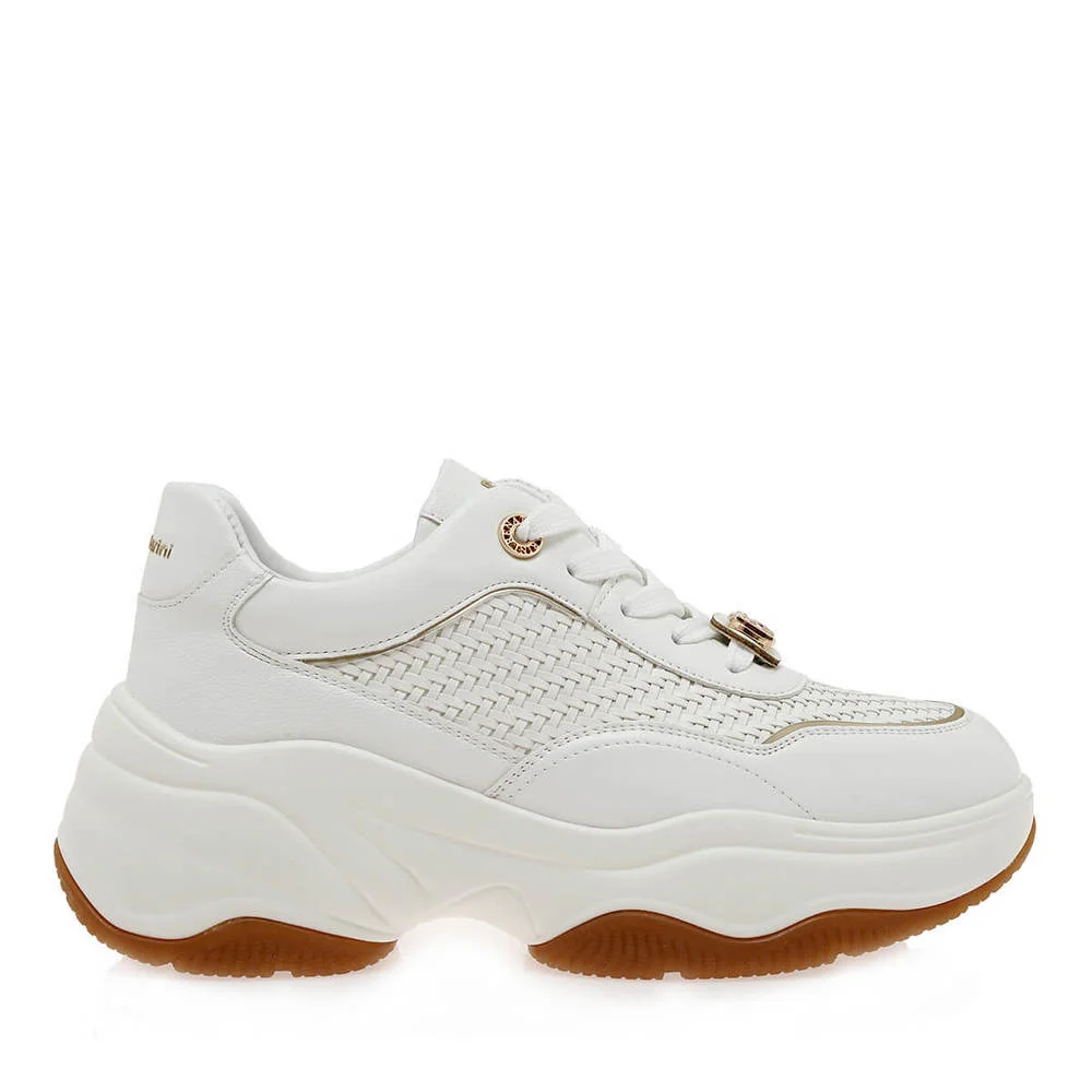 Φωτογραφία προϊόντος: Γυναικείο Sneaker Renato Garini Λευκό με Πλεκτό Σχέδιο