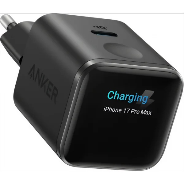 Φωτογραφία προϊόντος: Φορτιστής τοίχου Anker Nano Charger Display, 45W, 3A, 1 x USB-C, Μαύρο A121DG11