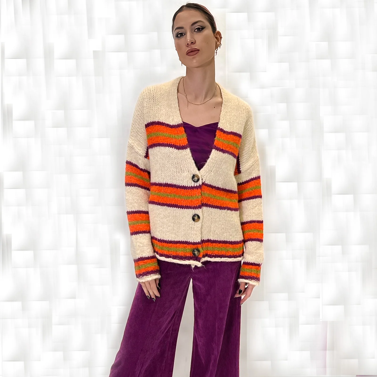 Φωτογραφία προϊόντος: Maryley Oversize Cardigan 23IB891 Ecru - Orange