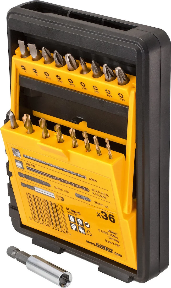 Φωτογραφία προϊόντος: DeWalt DT71565 – Σετ Τρυπανίων + Μυτών Βιδώματος 36 τεμάχια