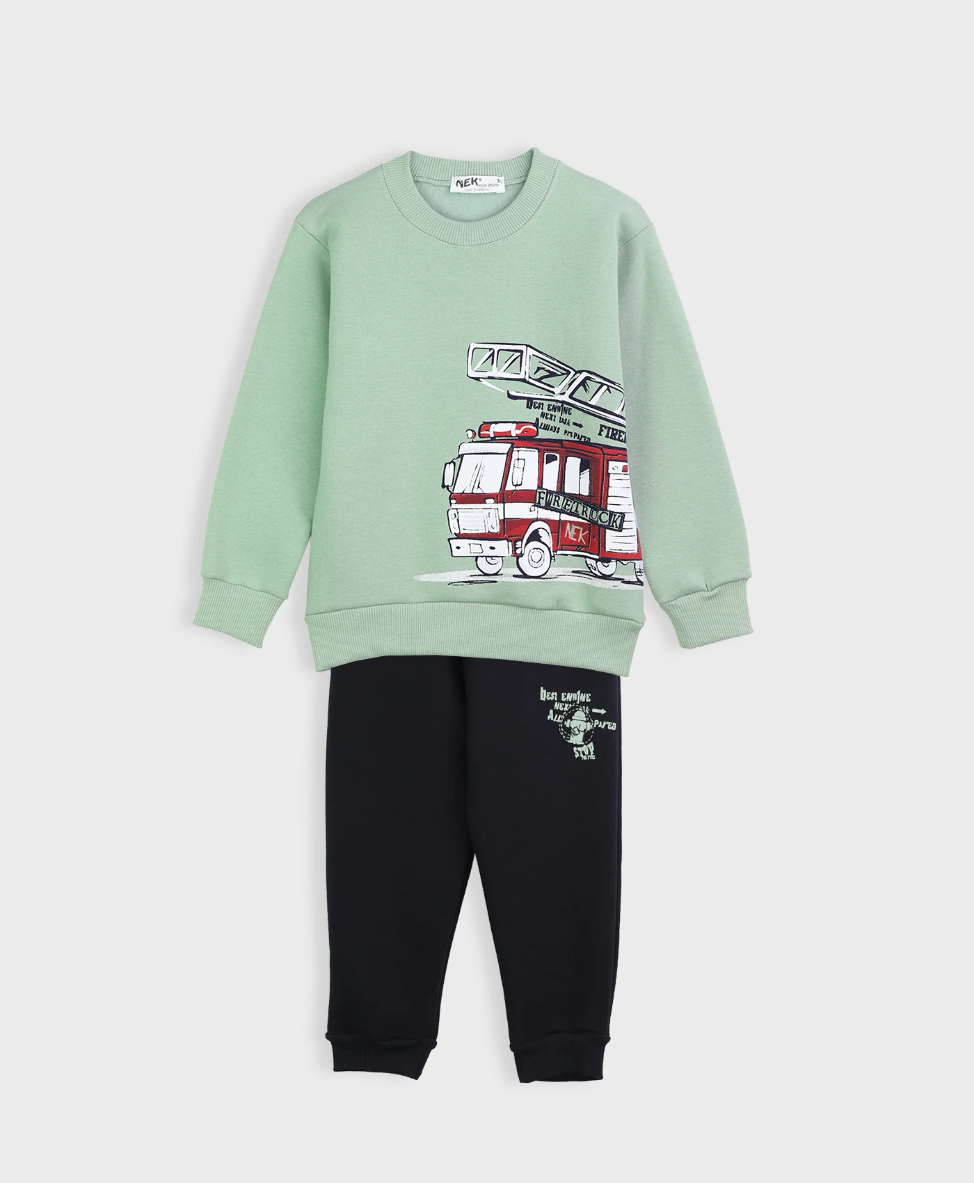 Φωτογραφία προϊόντος: NEK Kids Wear ΣΕΤ ΦΟΡΜΑ FIRETRUCK ΓΚΡΙ ΜΕΛΑΝΖΕ - ΜΑΥΡΟ