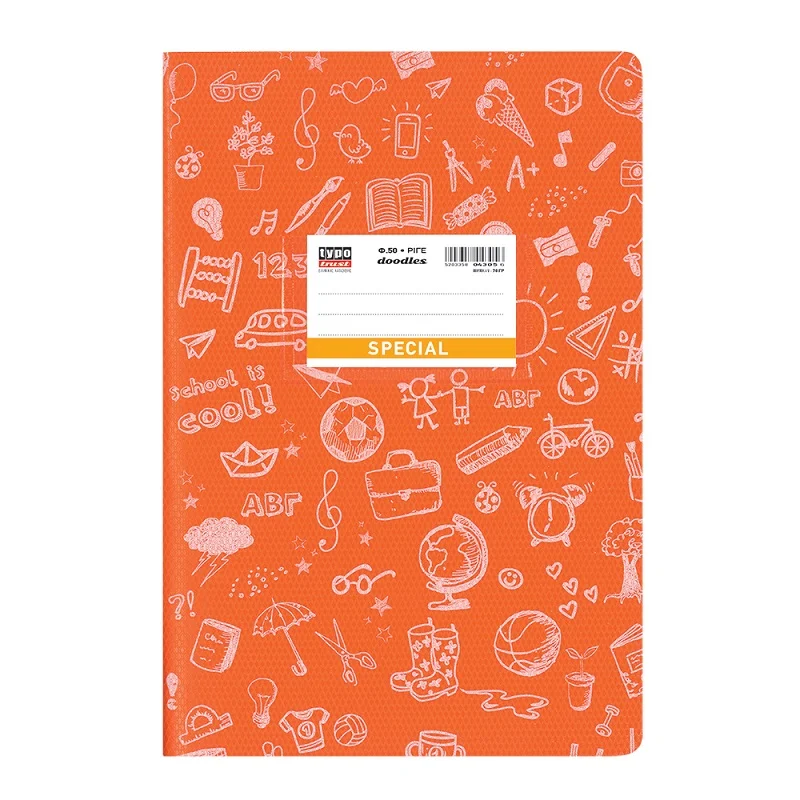 Φωτογραφία προϊόντος: TYPOTRUST Doodle Τετράδιο Πορτοκαλί Ριγέ 17x25 50φ