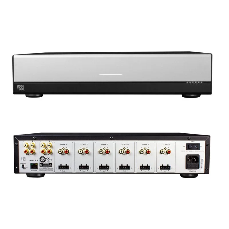 Φωτογραφία προϊόντος: OEM VSSL A.6 | Streaming audio ενισχυτής 6 ζωνών για multiroom CI, 12x 50W/8Ω RMS, ασημί/μαύρος