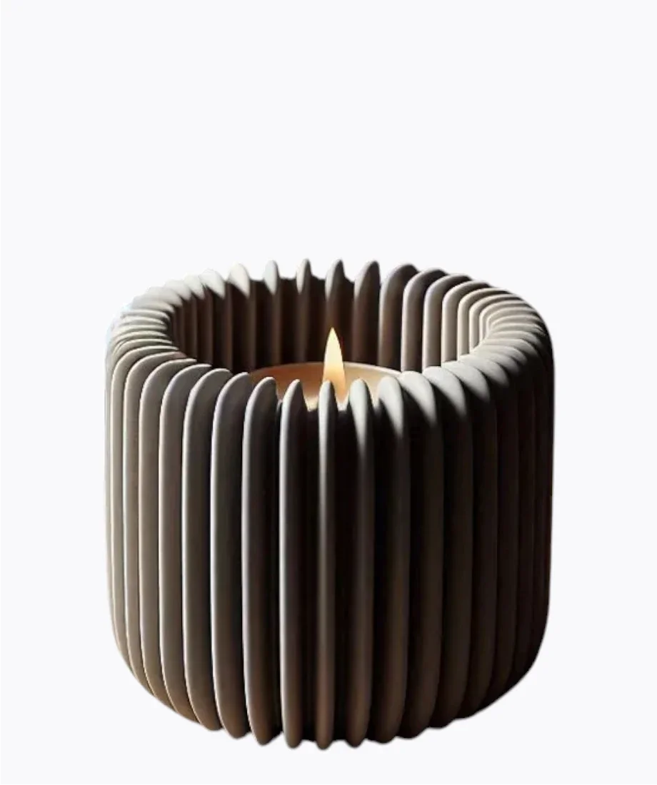 Φωτογραφία προϊόντος: 3D Ριγέ Κηροπήγιο Tealight Matte Γκρί