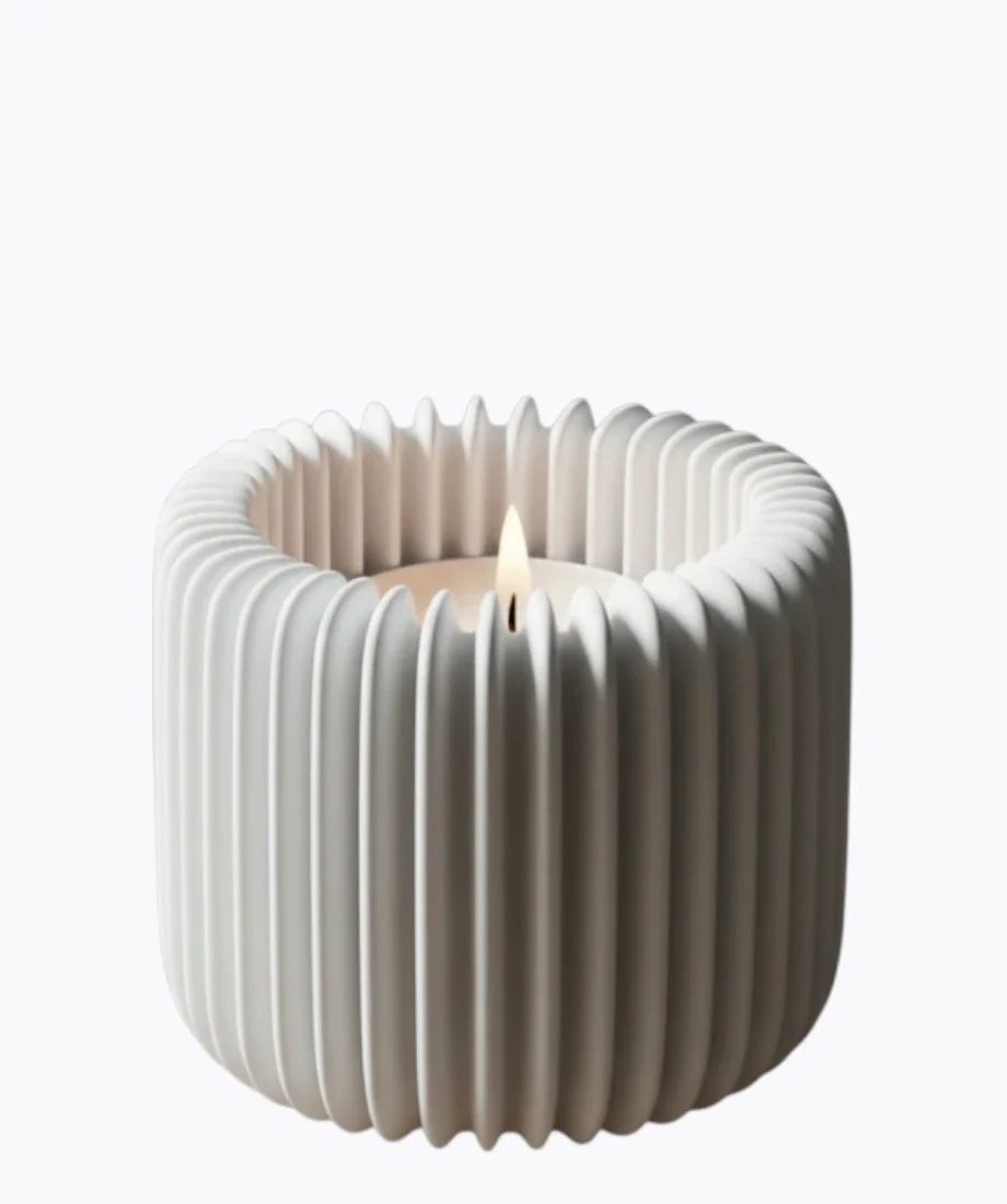 Φωτογραφία προϊόντος: 3D Ριγέ Κηροπήγιο Tealight Λευκό