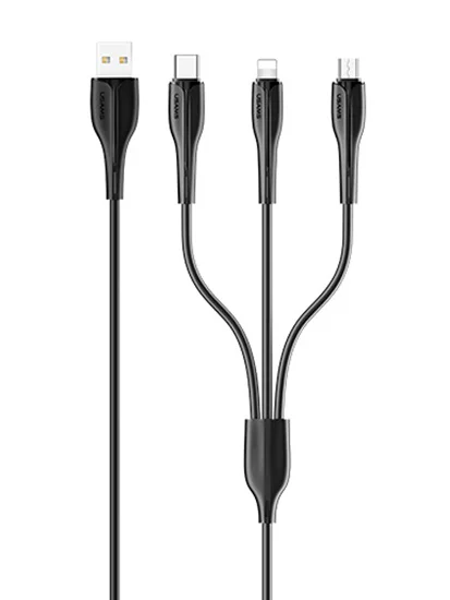 Φωτογραφία προϊόντος: USAMS καλώδιο USB σε USB-C/Lightning/Micro USB US-SJ374, 10W, 1m, μαύρο