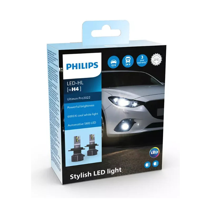 Φωτογραφία προϊόντος: PHILIPS ΛΆΜΠΕΣ LED H4 ULTINON PRO3022 12V 24V 20W 6000K 2ΤΜΧ