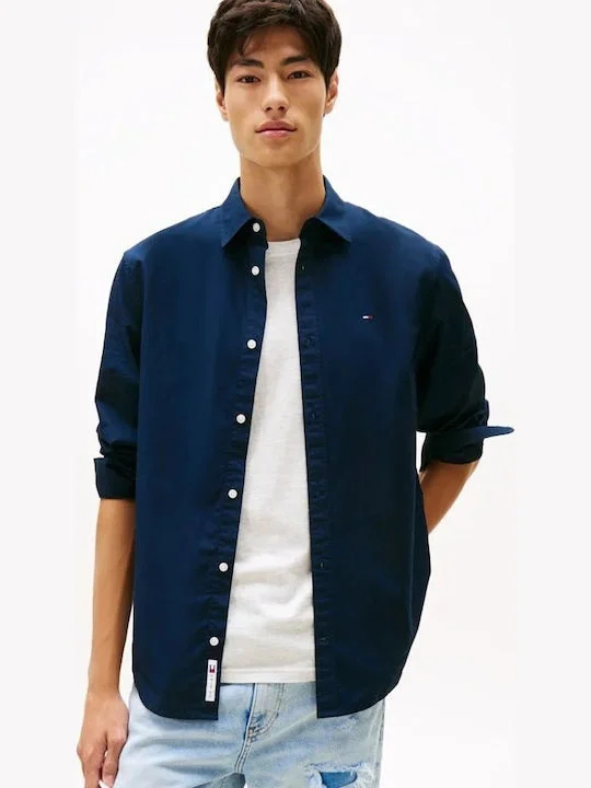 Φωτογραφία προϊόντος: Tommy Jeans ανδρικό βαμβακερό regular πουκάμισο μπλε DM0DM22026-C1G Dark night navy