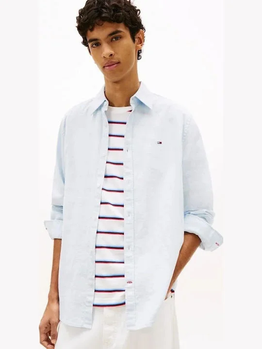 Φωτογραφία προϊόντος: Tommy Jeans ανδρικό λινό regular πουκάμισο σιέλ DM0DM22761-C3Q Sweet Blue