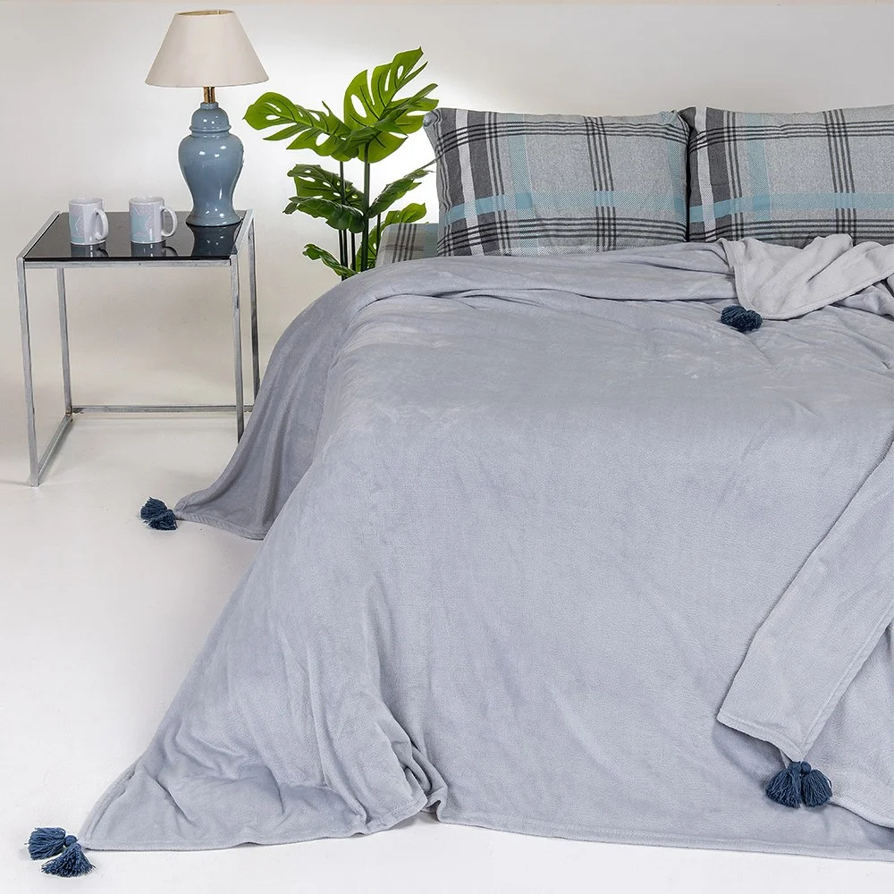 Φωτογραφία προϊόντος: Melinen Home Κουβερτα Flannel Υπερδιπλη Berlin Light Grey