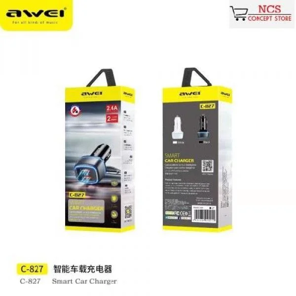 Φωτογραφία προϊόντος: OEM AWEI C-827 Smart Charger Car / Auto Intelligent 2.4A Γρήγορη φόρτιση / Διπλή έξοδος