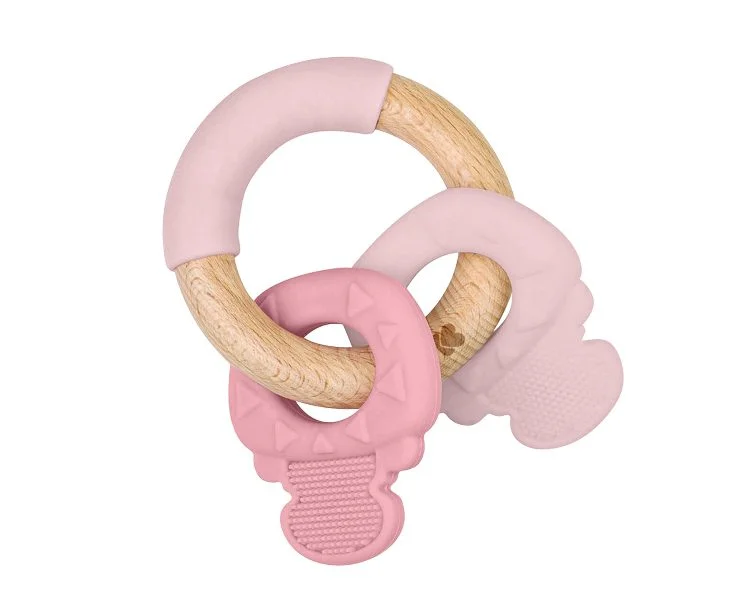 Φωτογραφία προϊόντος: Kikka Boo Κουδουνίστρα Kikka Boo Wood Teether Keys Pink 0+ μηνών