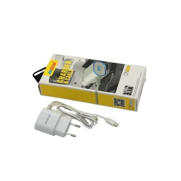 Φωτογραφία προϊόντος: OEM Andowl Φορτιστής με Θύρα USB-A και Καλώδιο micro USB Λευκός (QY-C053)