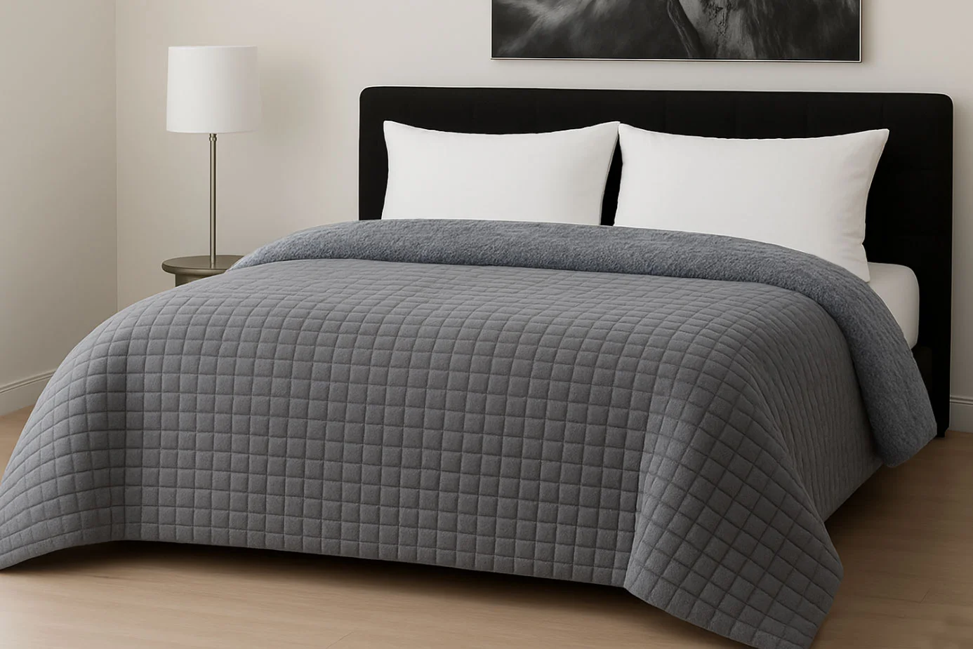 Φωτογραφία προϊόντος: Κουβερτοπάπλωμα Le Blanc Flannel Comfort Υπέρδιπλο 220Χ240 700gsm RIB CUT Light Grey