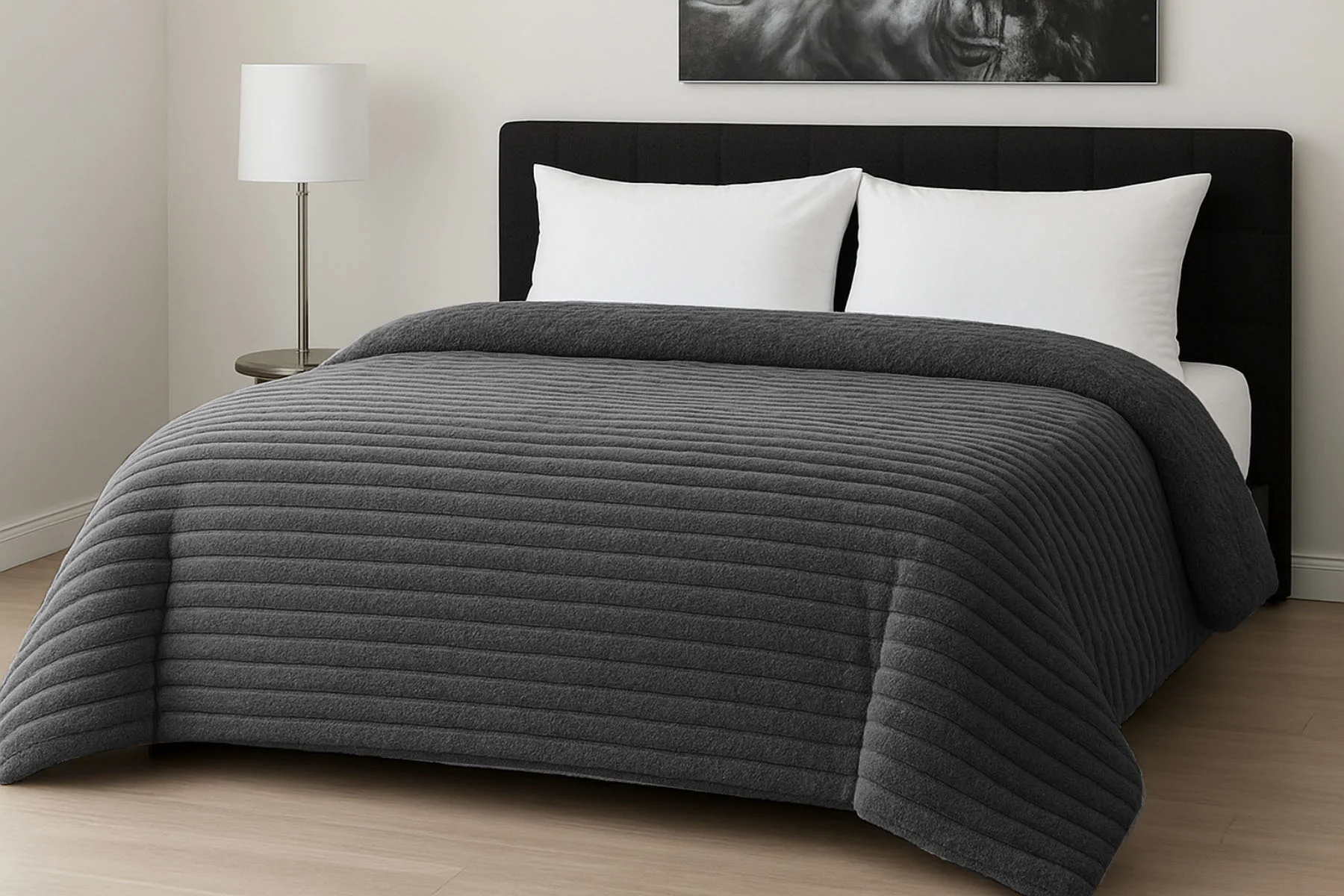 Φωτογραφία προϊόντος: Κουβερτοπάπλωμα Le Blanc Flannel Comfort Υπέρδιπλο 220Χ240 700gsm RIB Dark Grey