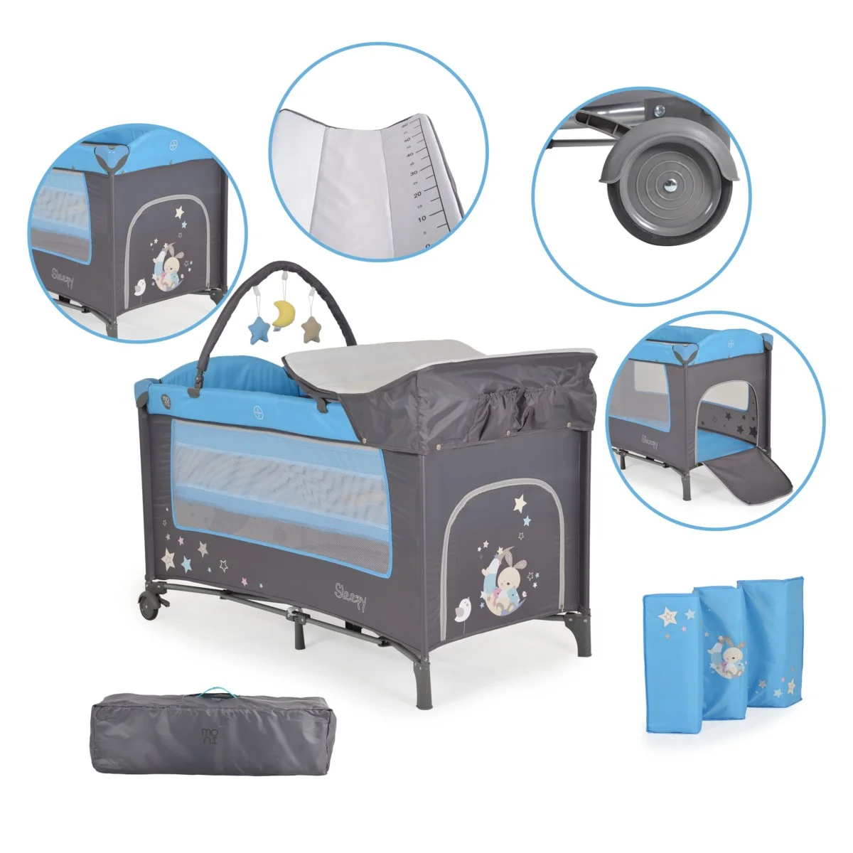Φωτογραφία προϊόντος: MONI - Folding cot Sleepy blue - 3800146248604