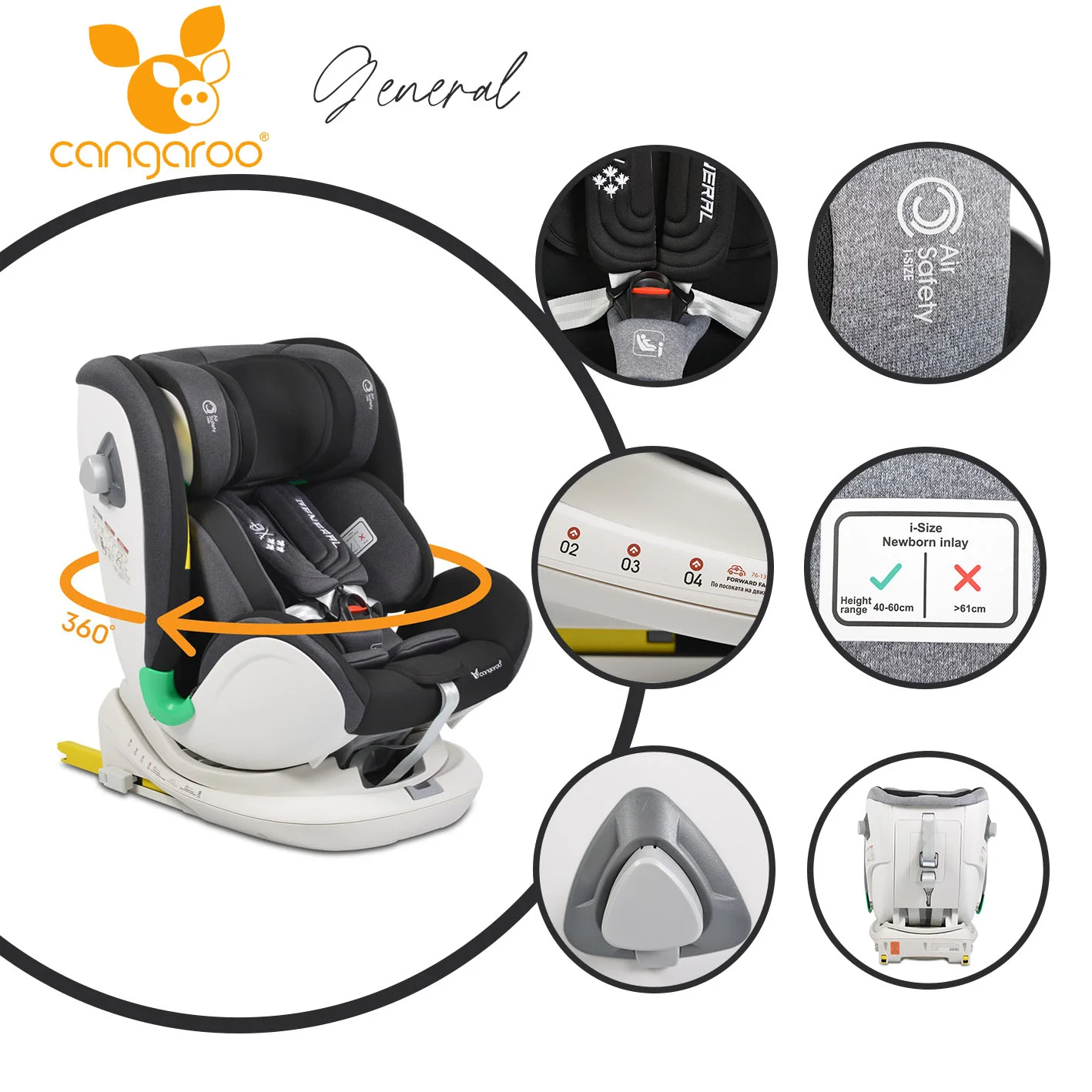 Φωτογραφία προϊόντος: CANGAROO - Car Seat General black - 3801005150236
