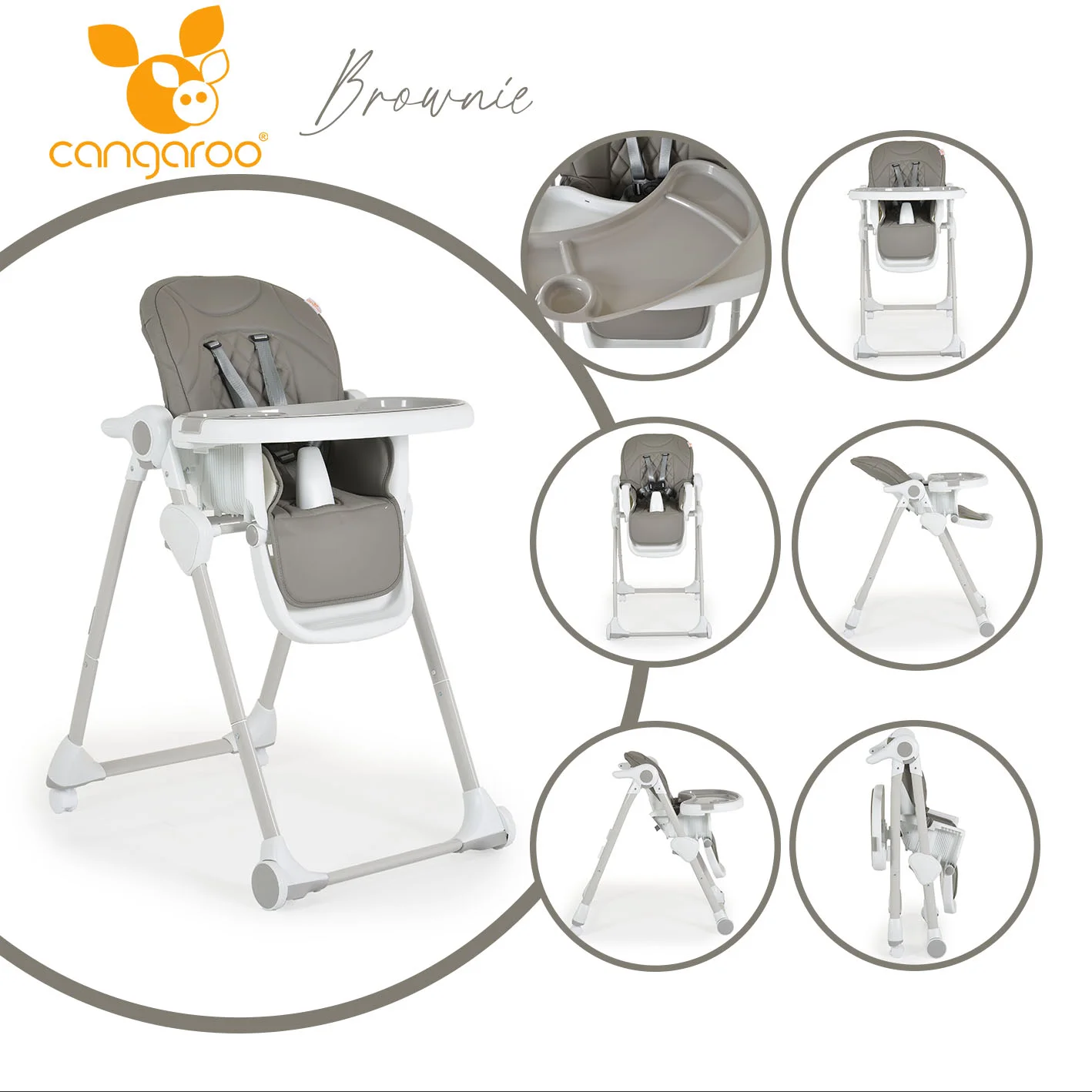 Φωτογραφία προϊόντος: CANGAROO - High chair Brownie grey - 3801005151059