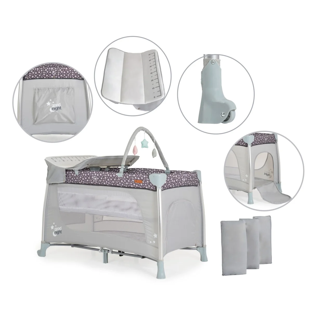 Φωτογραφία προϊόντος: CANGAROO - Folding cot Good night silver - 3800146249090