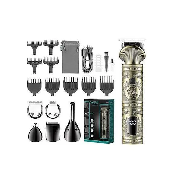 Φωτογραφία προϊόντος: OEM VGR 6in1 Grooming Kit Επαναφορτιζόμενη Κουρευτική Μηχανή Χρυσή V-106