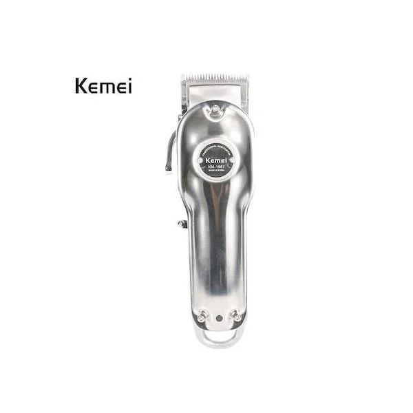 Φωτογραφία προϊόντος: OEM Kemei Επαγγελματική Επαναφορτιζόμενη Κουρευτική Μηχανή Ασημί KM-1987