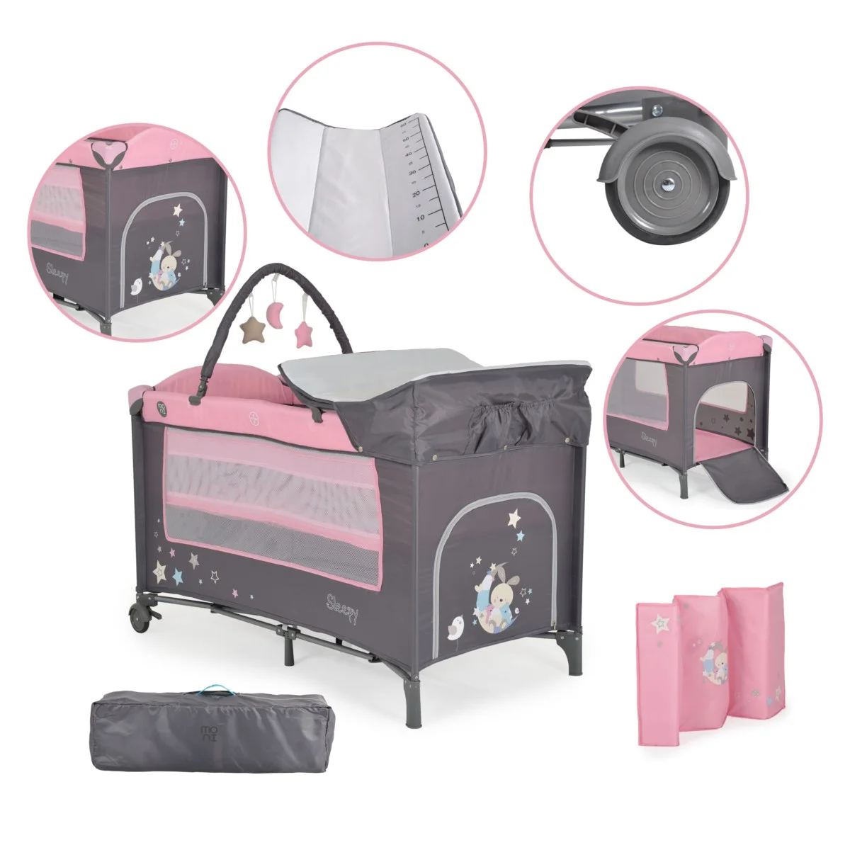 Φωτογραφία προϊόντος: MONI - Folding cot Sleepy pink - 3800146248598
