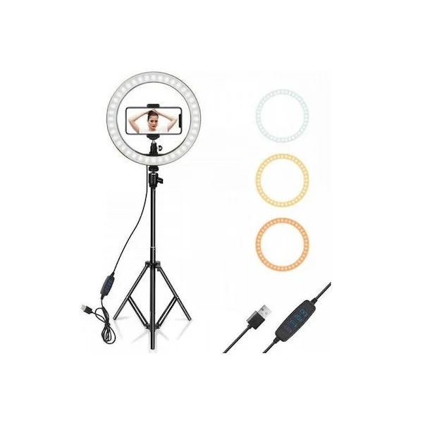 Φωτογραφία προϊόντος: OEM Ring Light YQ-320A 30cm 3200-5600K με Τρίποδο Δαπέδου και Βάση για Κινητό