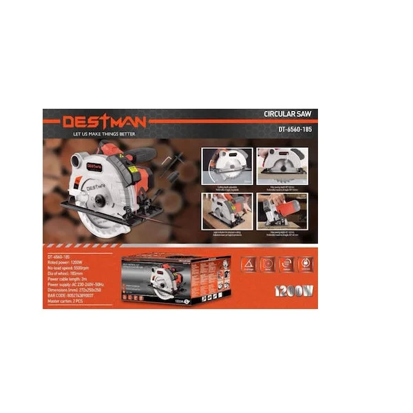 Φωτογραφία προϊόντος: OEM Destman DT-6560-185 Δισκοπρίονο 1200W με Σύστημα Αναρρόφησης 40914134