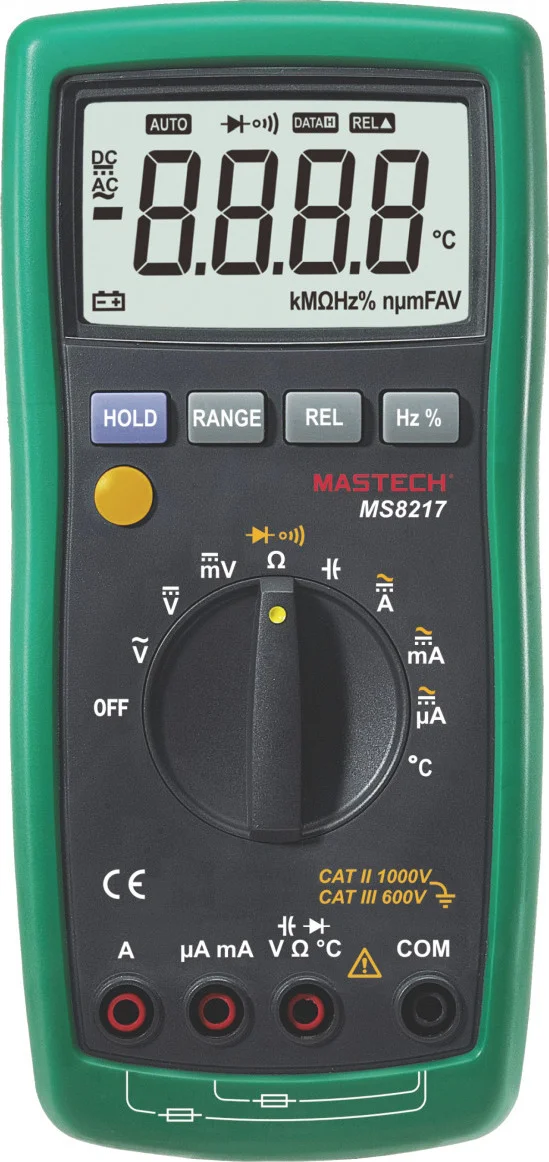 Φωτογραφία προϊόντος: OEM Mastech MS8217 Ψηφιακό Πολύμετρο Autorange με Μέτρηση Θερμοκρασίας & Συχνότητας 185x87x53mm