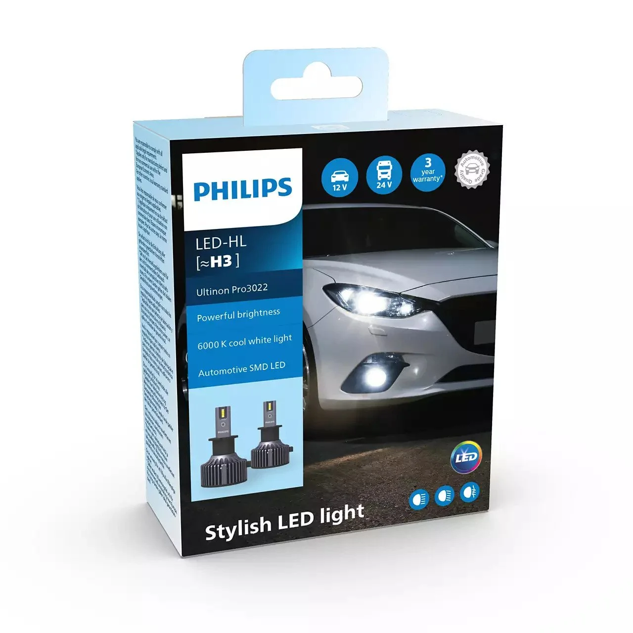 Φωτογραφία προϊόντος: PHILIPS H3 Ultinon Pro3022 LED 6000K 12V/24V 11336U3022X2 2τμχ