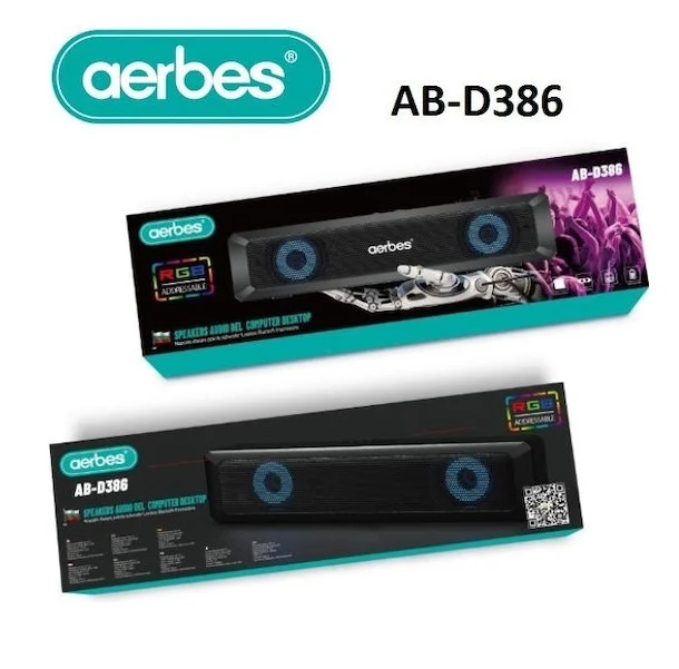 Φωτογραφία προϊόντος: OEM AB-D386 Ηχεία Υπολογιστή 2.0 με RGB Φωτισμό σε Μαύρο Χρώμα