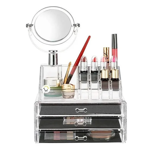 Φωτογραφία προϊόντος: OEM Make Up Organizer Κουτί Αποθήκευσης Τεσσάρων Επιπέδων με Καθρέφτη JN-878
