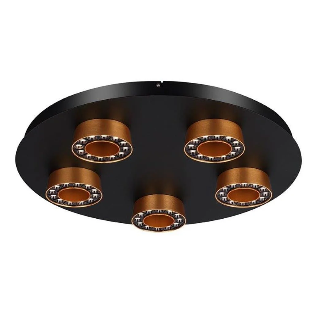 Φωτογραφία προϊόντος: SUNlight GLOSS-C600 Φωτιστικό οροφής 5φωτο μαύρο της άμμου με ανοδιωμένο χρυσό