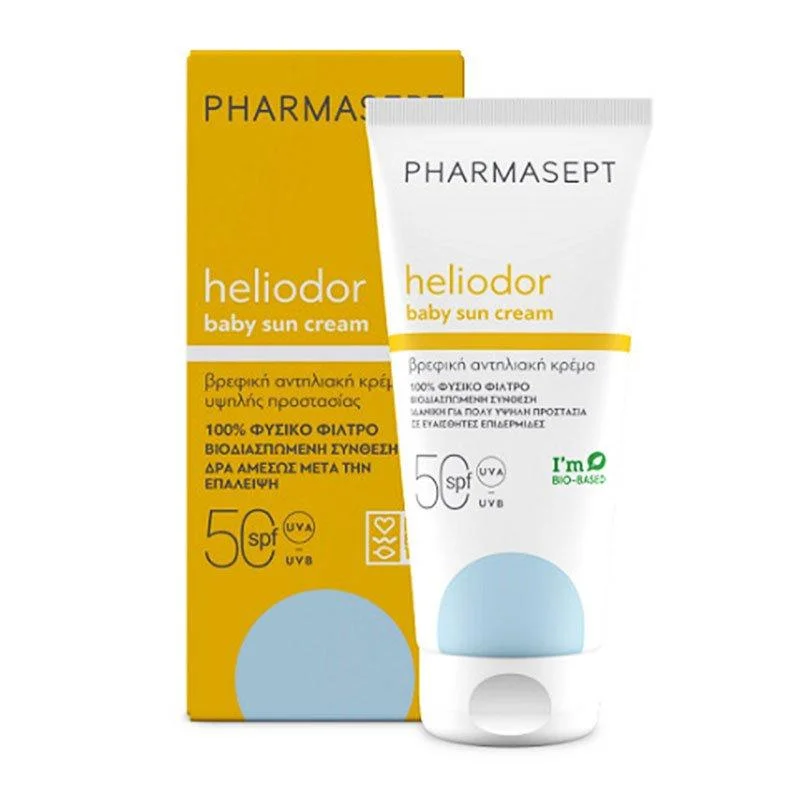 Φωτογραφία προϊόντος: Pharmasept Heliodor Baby Sun Cream Βρεφική Αντηλιακή Κρέμα με 100% Φυσικό Φίλτρο SPF50 100ml