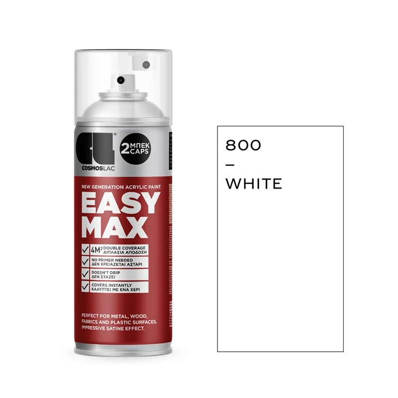 Φωτογραφία προϊόντος: Cosmos Lac Spray Easy Max 800 White 400ml Ral9010