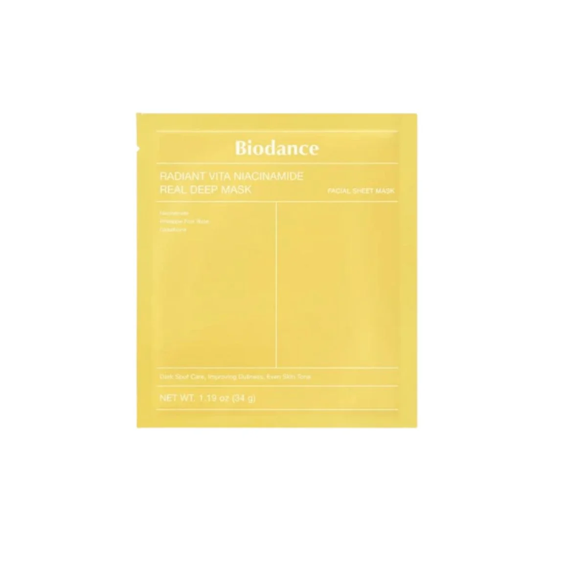 Φωτογραφία προϊόντος: Biodance Radiant Vita Niacinamide Real Deep Mask 1τμχ για Λάμψη και Ομοιόμορφο Τόνο