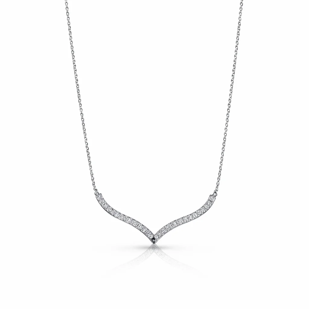 Φωτογραφία προϊόντος: fenixjewelry Λευκόχρυσο Κολιέ Βέ Μικρό 14κ Ζιργκόν 6226Λ1