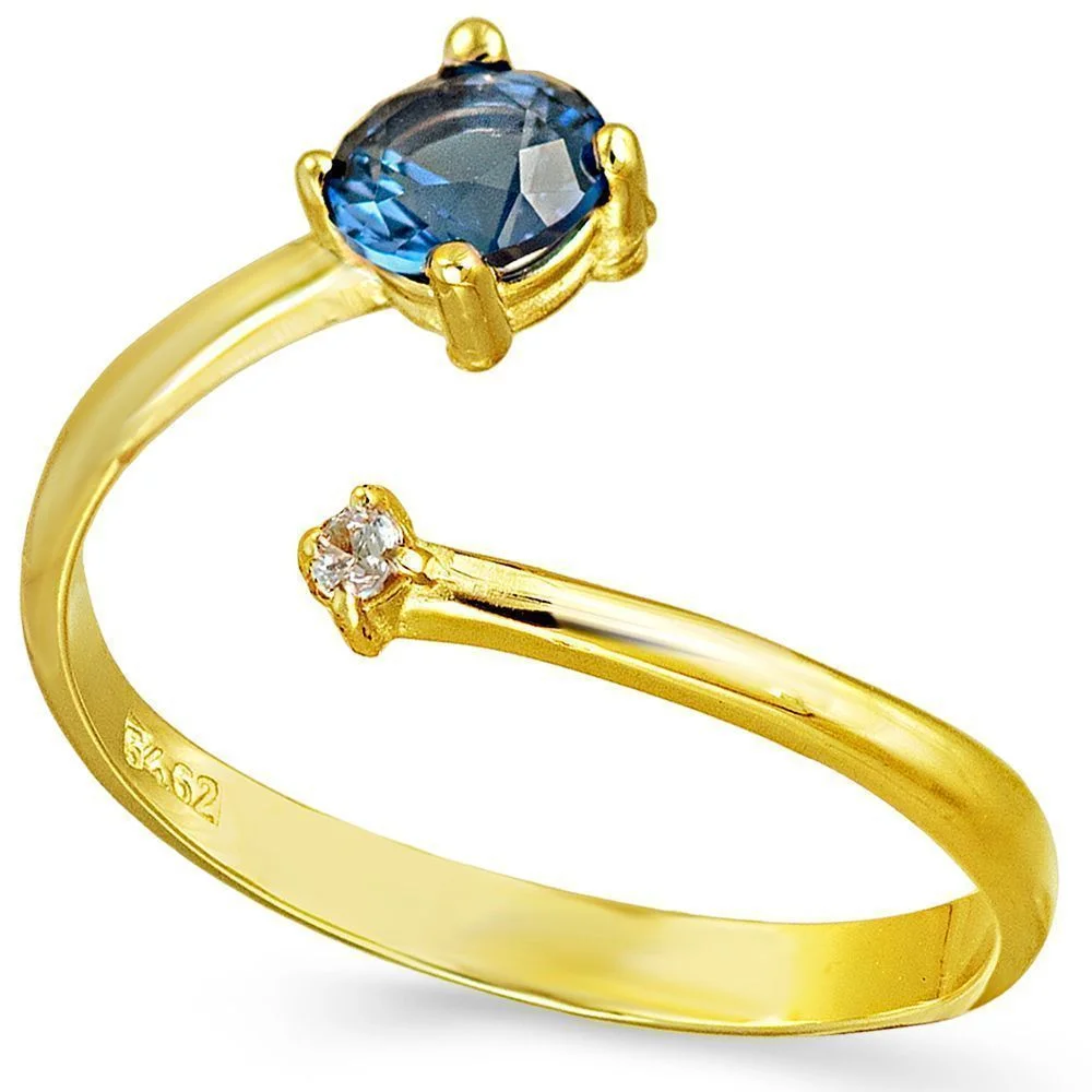 Φωτογραφία προϊόντος: fenixjewelry Χρυσό Δαχτυλίδι 14κ Λευκό και Μπλέ Ζιργκόν 3111 Κ12