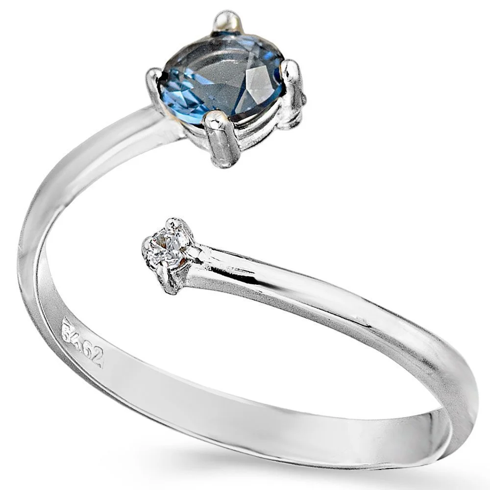 Φωτογραφία προϊόντος: fenixjewelry Λευκόχρυσο Δαχτυλίδι 14κ Λευκό και Μπλέ Ζιργκόν 3111 Λ12