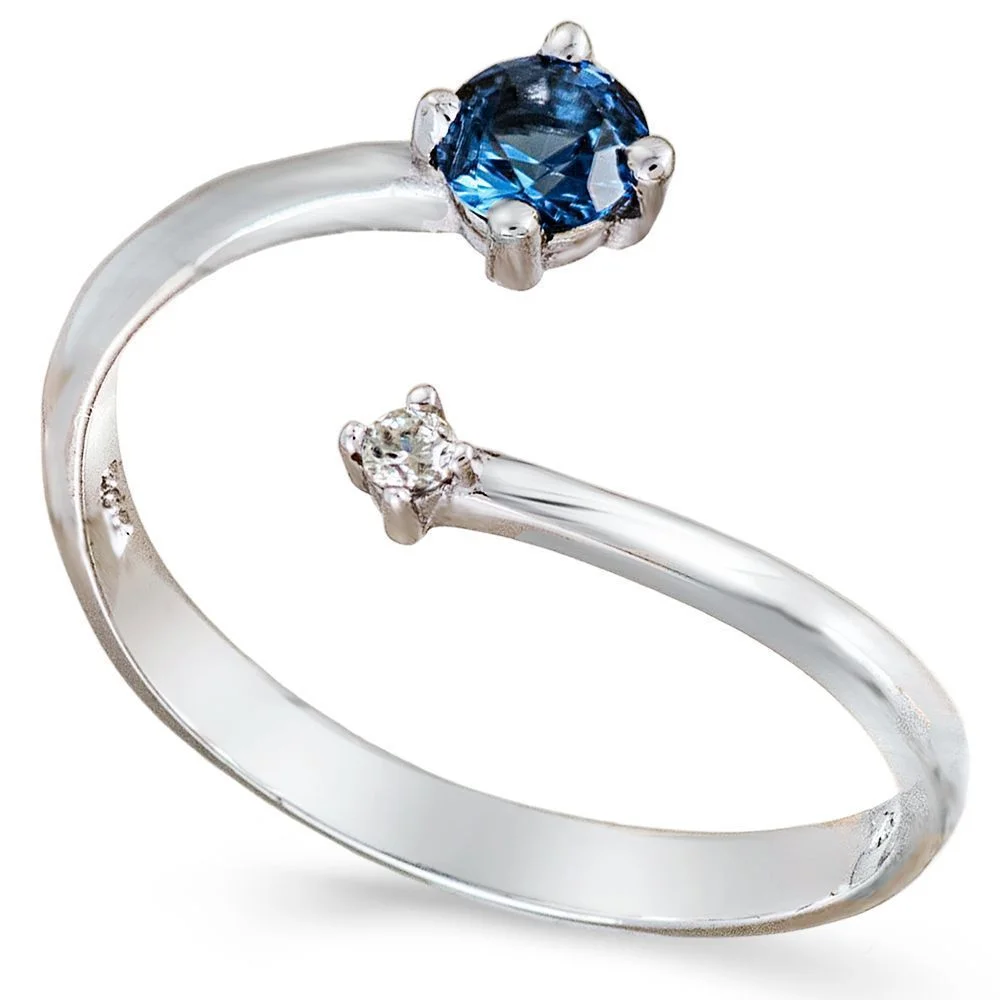 Φωτογραφία προϊόντος: fenixjewelry Λευκόχρυσο Δαχτυλίδι 14κ Λευκό και Μπλέ Ζιργκόν 3110 Λ12