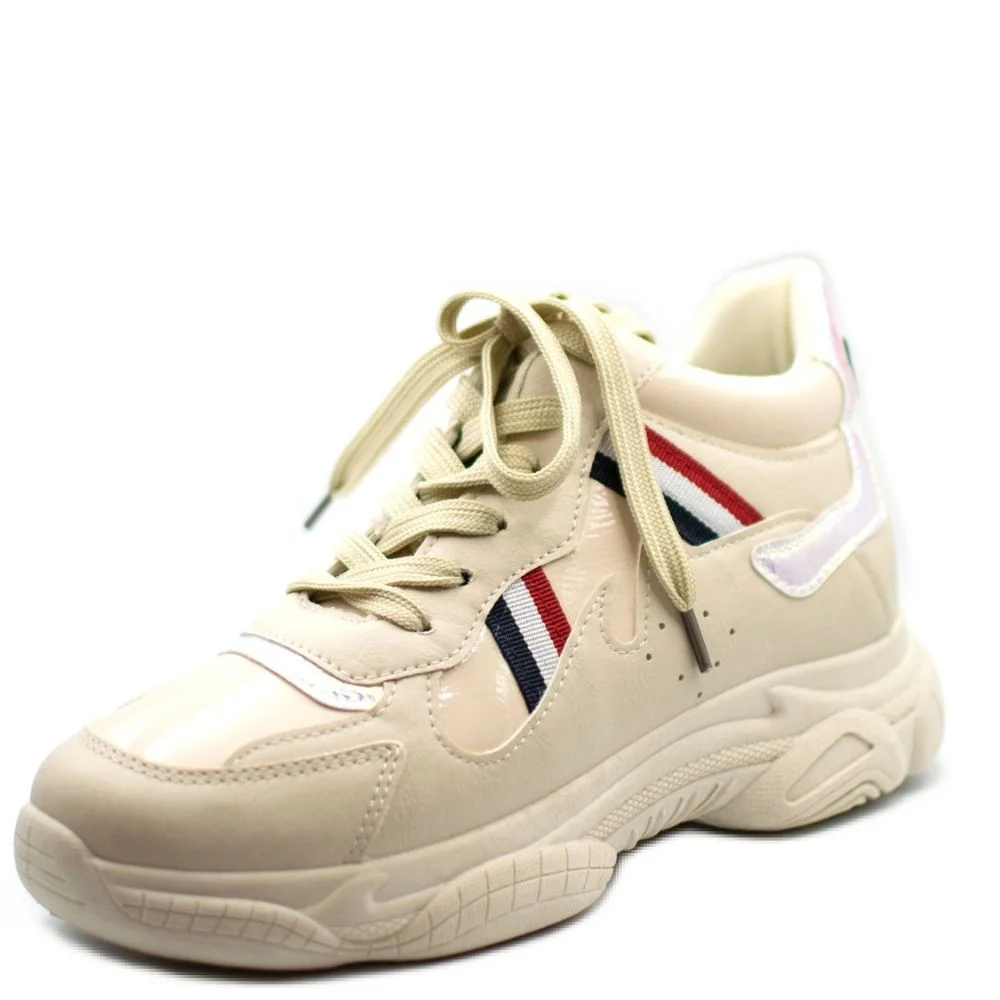 Φωτογραφία προϊόντος: PLATO Sneakers μπεζ με κορδόνια