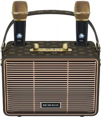 Φωτογραφία προϊόντος: OEM Ηχείο karaoke bluetooth boom bass με 2 μικρόφωνα M4202+ Καφέ