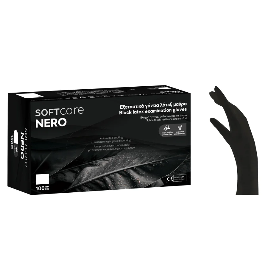 Φωτογραφία προϊόντος: Γάντια Latex Soft Touch μαύρο χωρίς πούδρα (100 τεμάχια) - L