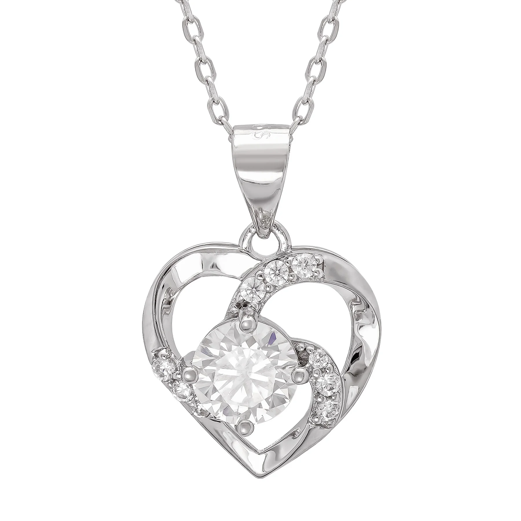 Φωτογραφία προϊόντος: Koλιέ Kαρδιά με Moissanite Diamonds από Ασήμι KL3813