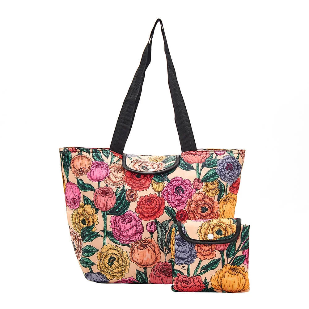 Φωτογραφία προϊόντος: Eco Chic Beige Peonies Large Cool Bag 10lt – Ισοθερμική τσάντα μεταφοράς
